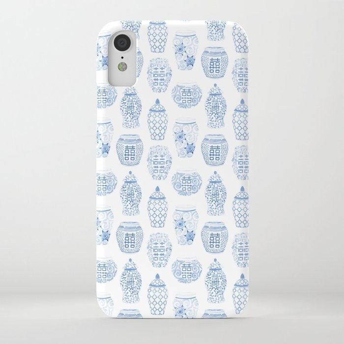 Classic Blue And White Watercolor Ginger Jar Chinoiserie Pattern iPhone Case | Society6
