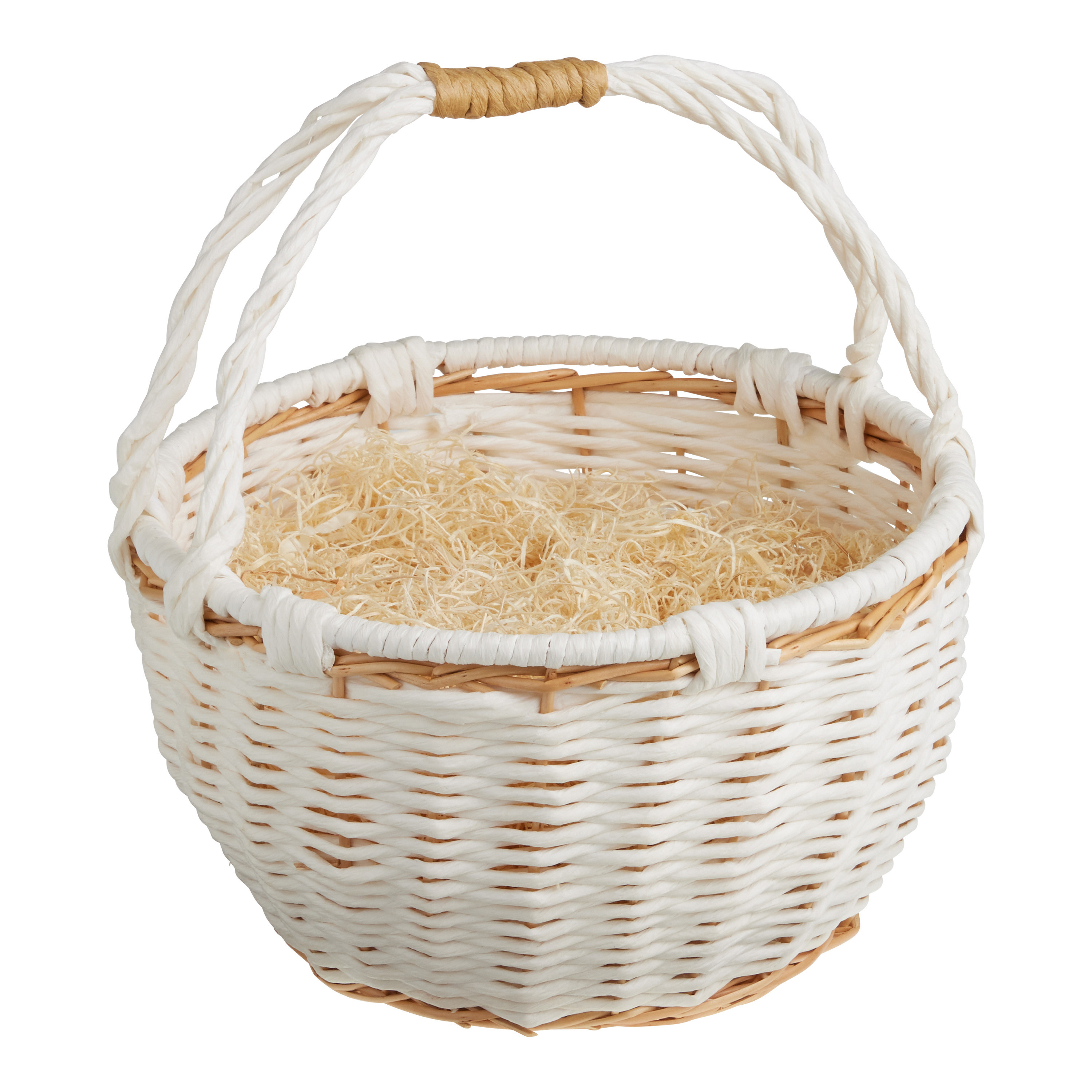Large Natural And White Woven Easter Gift Basket Kit | World Market