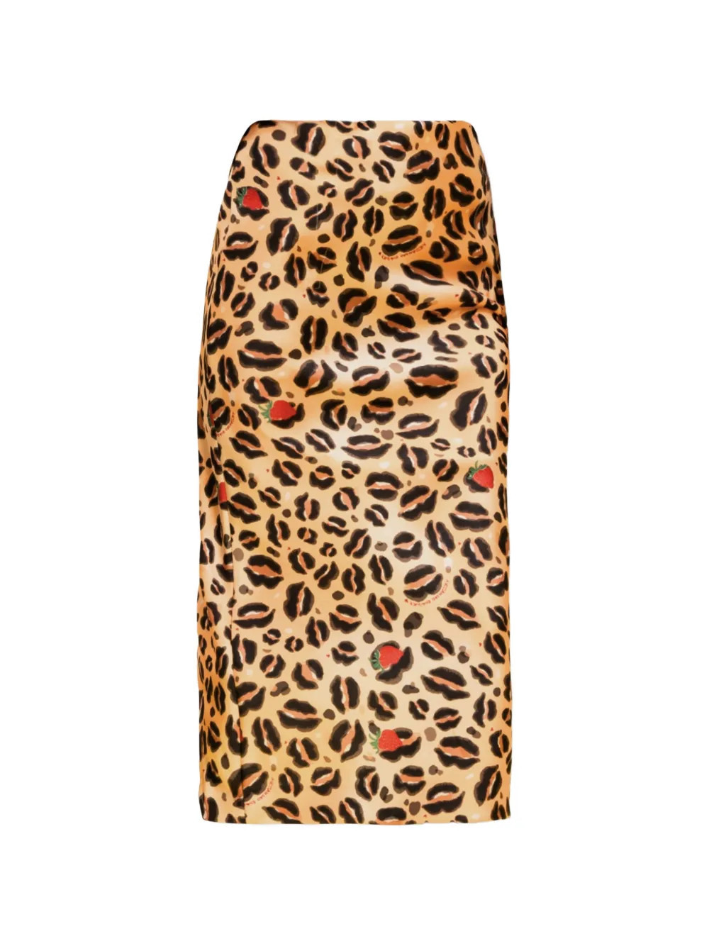 alessandro enriquez leopard-print strawberry-motif midi skirt - Neutrals | Farfetch Global