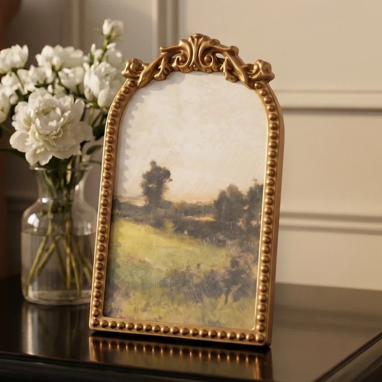 Home Decor Collection 6x8 Gold Ornate Arch Tabletop Framed Housatonic Valley Landscape Art with M... | Walmart (US)