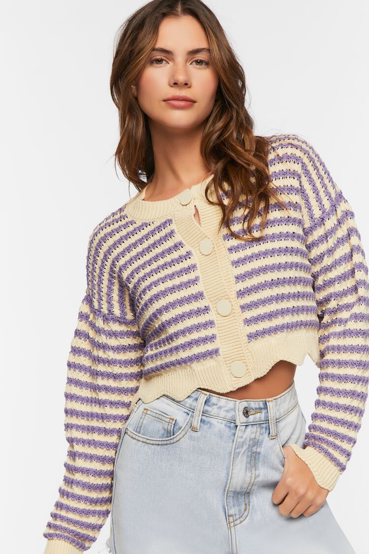 Striped Crochet Cardigan Sweater | Forever 21 (US)