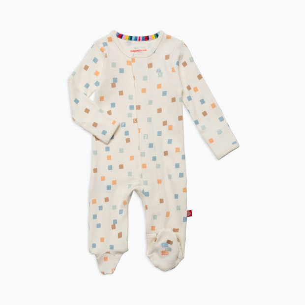 Magnetic Me Organic Cotton Magnetic Footie in Hip To Be Square Size Nb | 100% Soft | Babylist