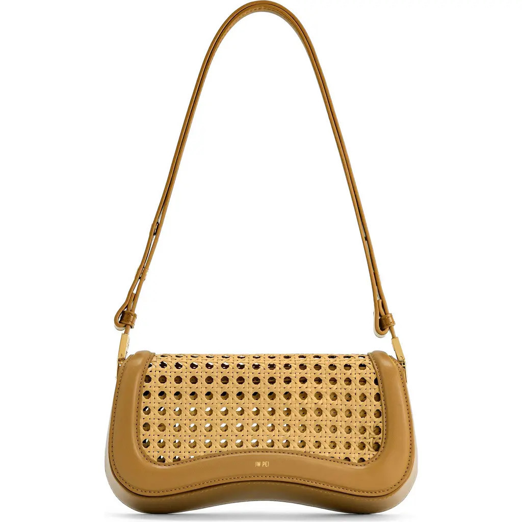 JW PEI Joy Woven Inset Faux Leather Shoulder Bag in Brown at Nordstrom | Nordstrom