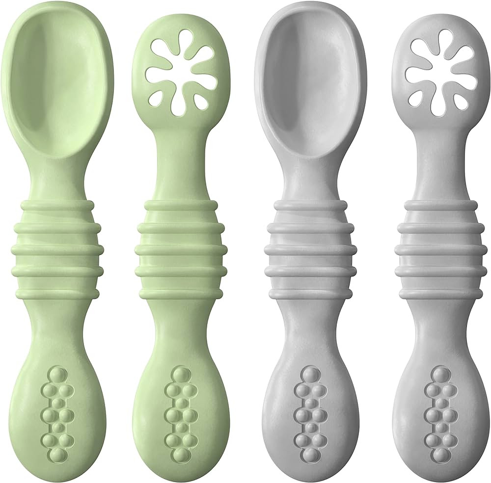 4 Pack Baby Silicone Spoons, First + Second Stage Spoons, Baby Feeding Spoons, BPA Free Self Feed... | Amazon (CA)