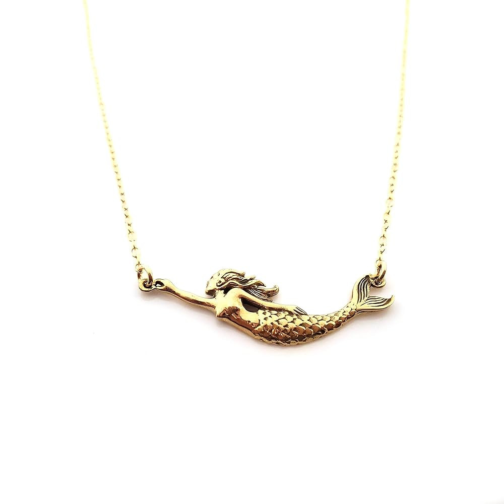 Mermaid Connector Charm Necklace - Dainty 14k Gold Filled Jewelry | Amazon (US)