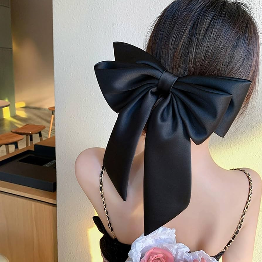 Oversize Super Big Bow Hair Ties for Women Girl, Classy Black Summer Ponytail Holder, Back to Sch... | Amazon (US)
