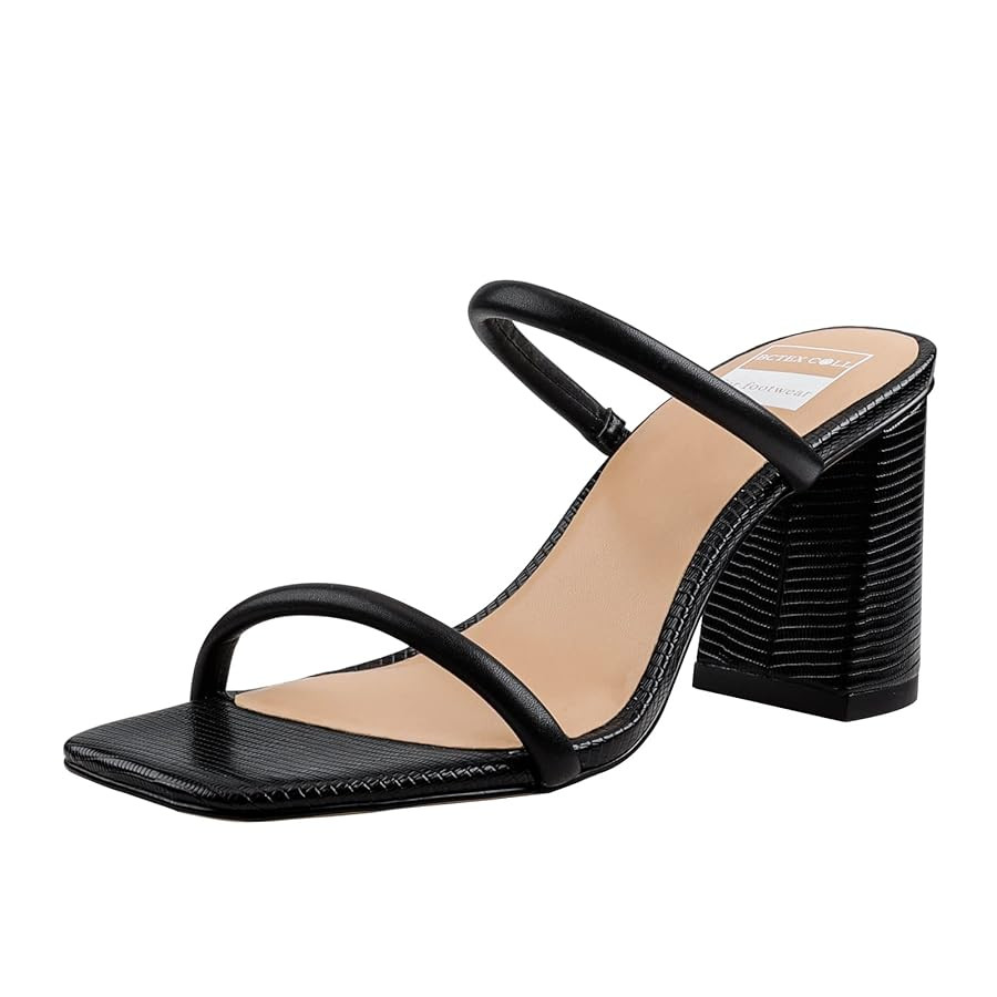 BCTEX COLL Women's High Heeled Sandal Two Strap Square Toe Slip on High-heeled Sandal High Heel S... | Amazon (US)