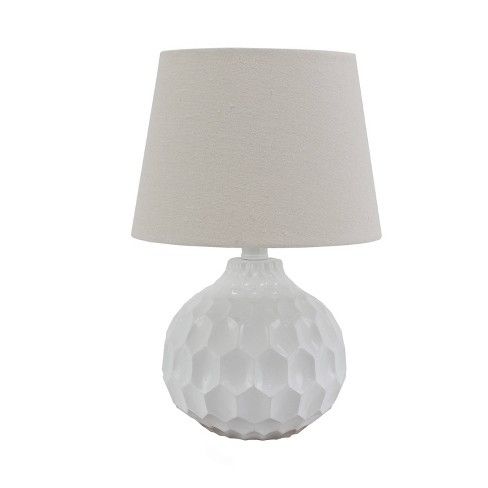 Bing Faceted Table Lamp with Linen Shade White (Lamp Only) - Decor Therapy | Target