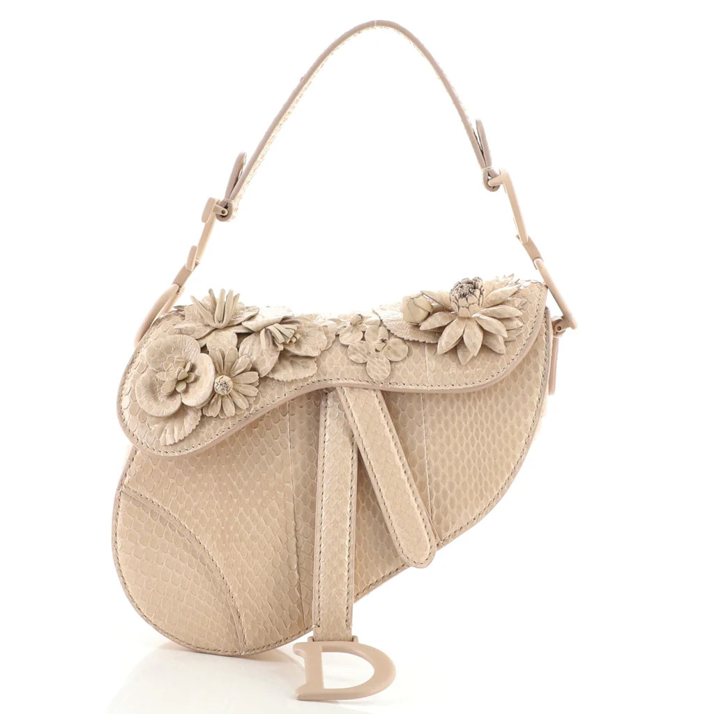 Saddle Handbag Python with Applique Mini | Rebag