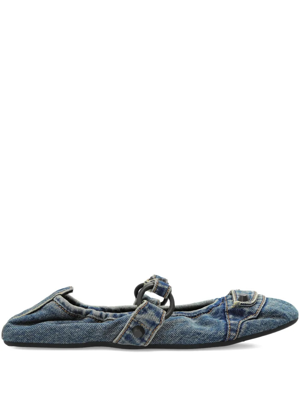Balenciaga ring-embellished ballet flats - Blue | Farfetch Global