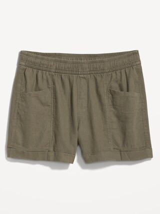 High-Waisted Linen-Blend Utility Shorts for Women -- 3.5-inch inseam | Old Navy (US)