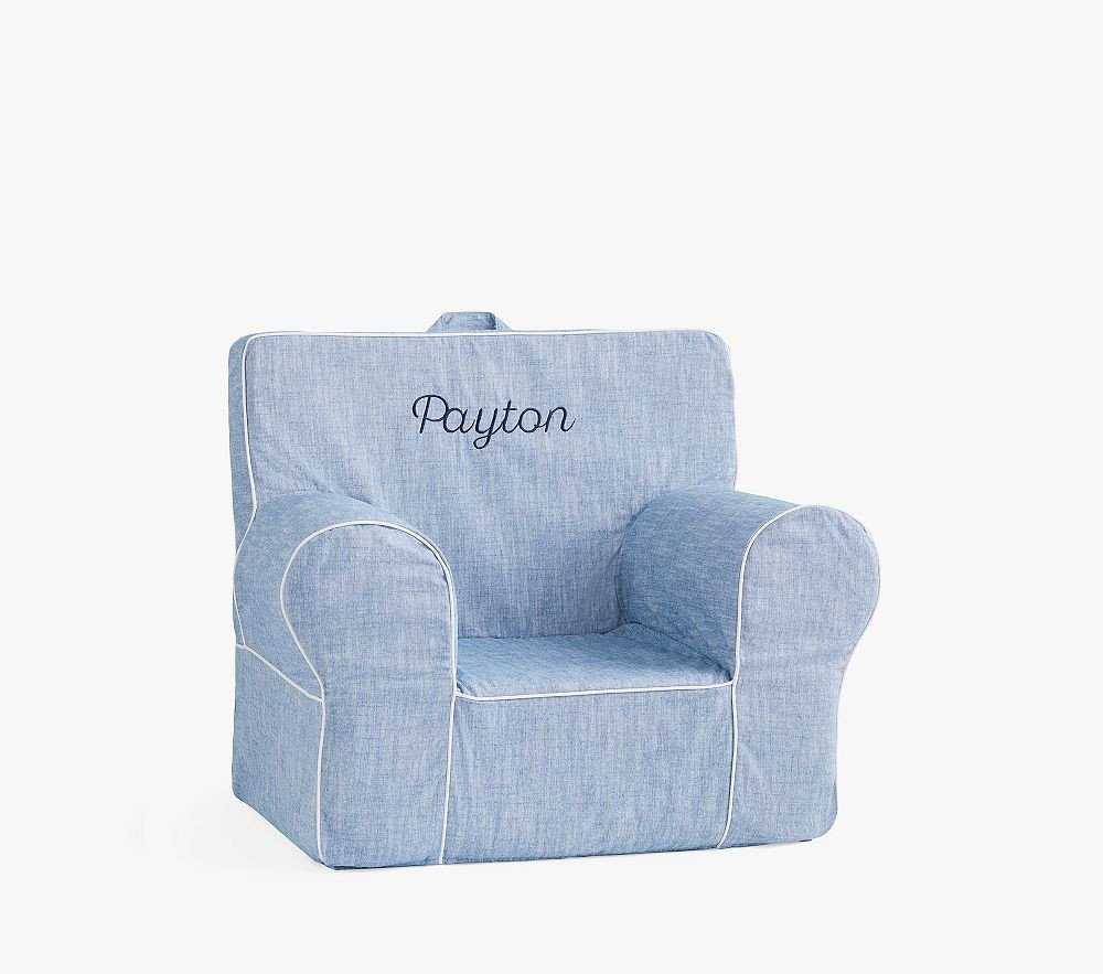 My First Anywhere Chair(R), Chambray with White Piping | Pottery Barn Kids