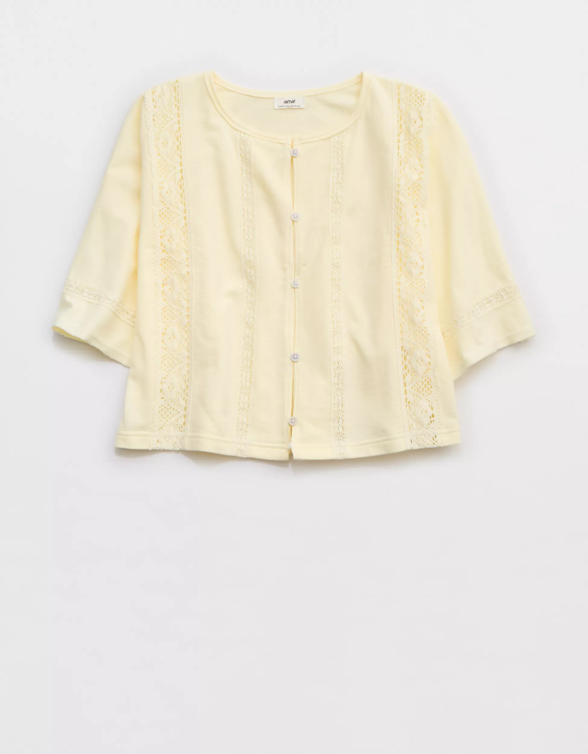 Aerie Short Sleeve Crochet Cardigan | Aerie