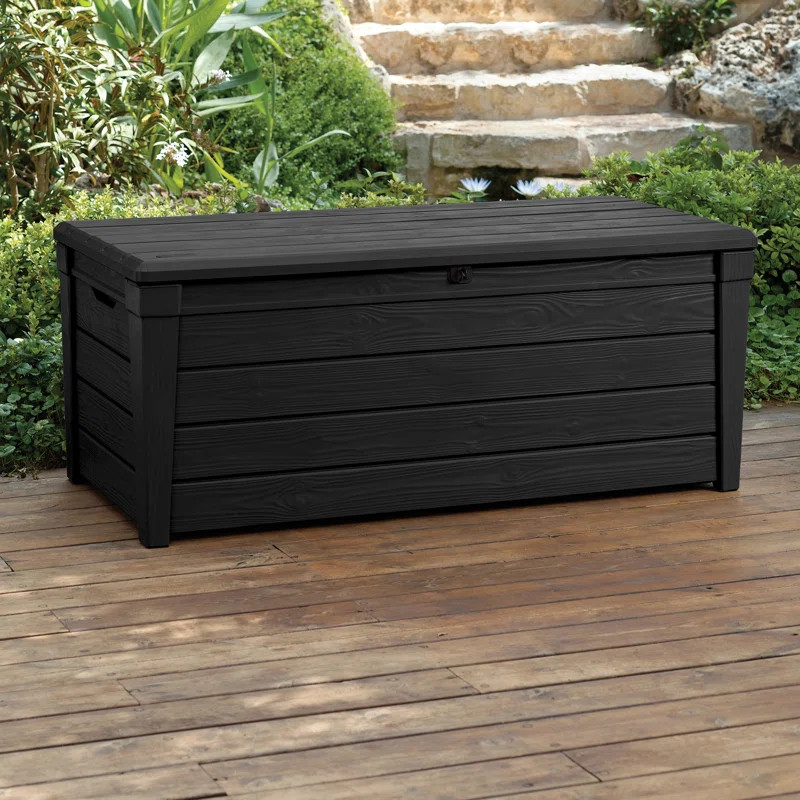 Keter Brightwood 120 Gallon Large Durable Resin Outdoor Storage and Organization Deck Box For Pat... | Wayfair North America