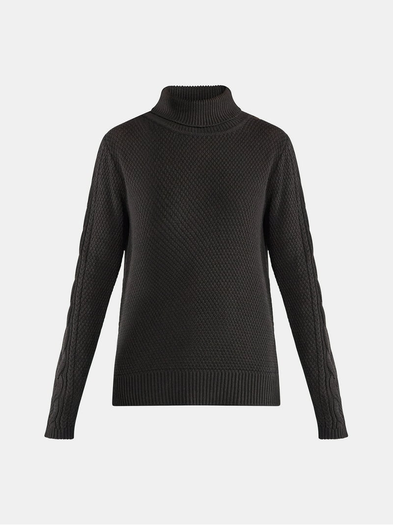 Time and Tru Women’s and Women’s Plus Turtleneck Sweater with Cable Sleeves, Midweight, Sizes... | Walmart (US)