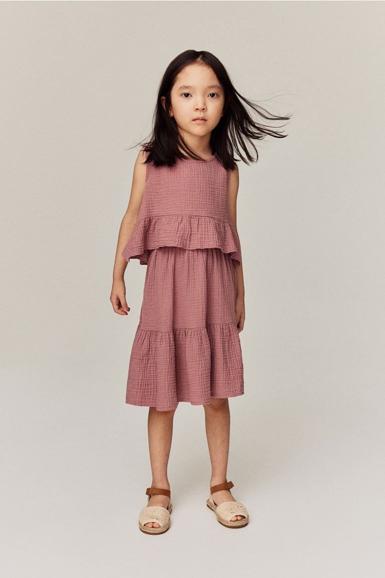 2-piece Cotton Muslin Set - Dark dusty pink - Kids | H&M US | H&M (US + CA)