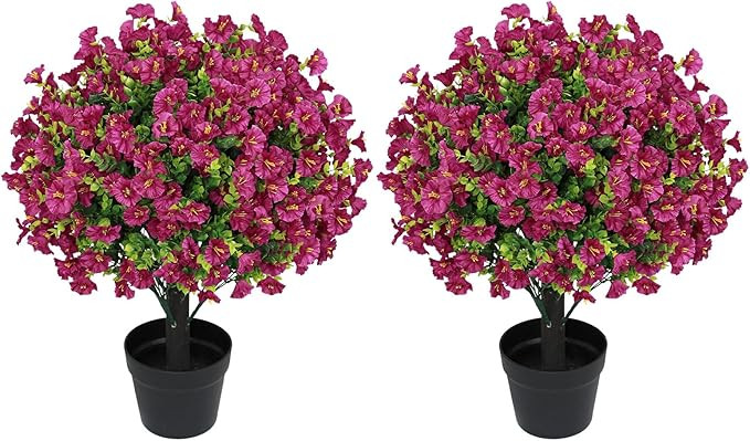 24" Artificial Potted Plants Outdoor Set of 2, UV Resistant Faux Flowers with Eucalyptus, Decorat... | Amazon (US)