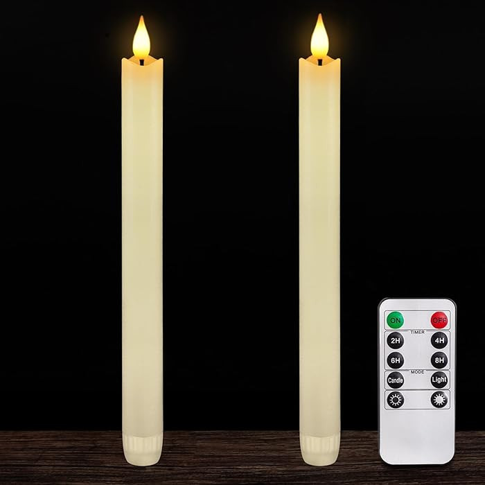 Homemory 2 Pcs Led Taper Candles, Ivory Taper Candles | Amazon (US)