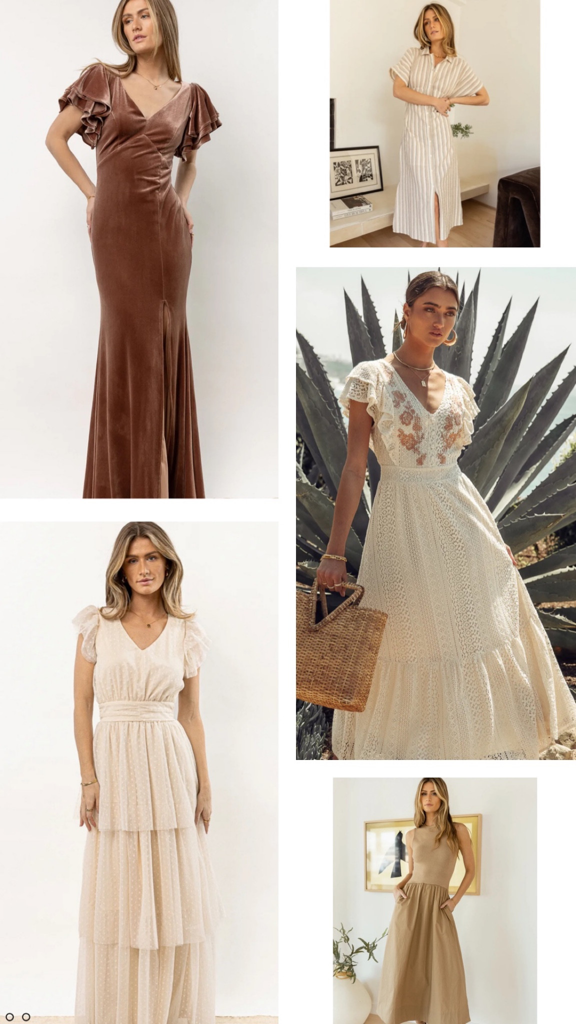 Boho dresses, bohemian maxi dress, neutral dress, ivory dress, floral dress, beige dress, tan dress, striped dress, satin dress, velvet dress. Perfect for my brides, date night, formal event and more 

#LTKfit #LTKwedding #LTKcurves