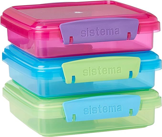 Sistema Lunch Collection Food Storage Containers, 1.9 Cup, 3 Pack, Blue/Green/Pink | Great for Me... | Amazon (US)