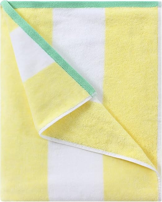 HENBAY Fluffy Oversized Beach Towel - Plush Thick Large 70 x 35 Inch Cotton Pool Towel, Yellow St... | Amazon (US)