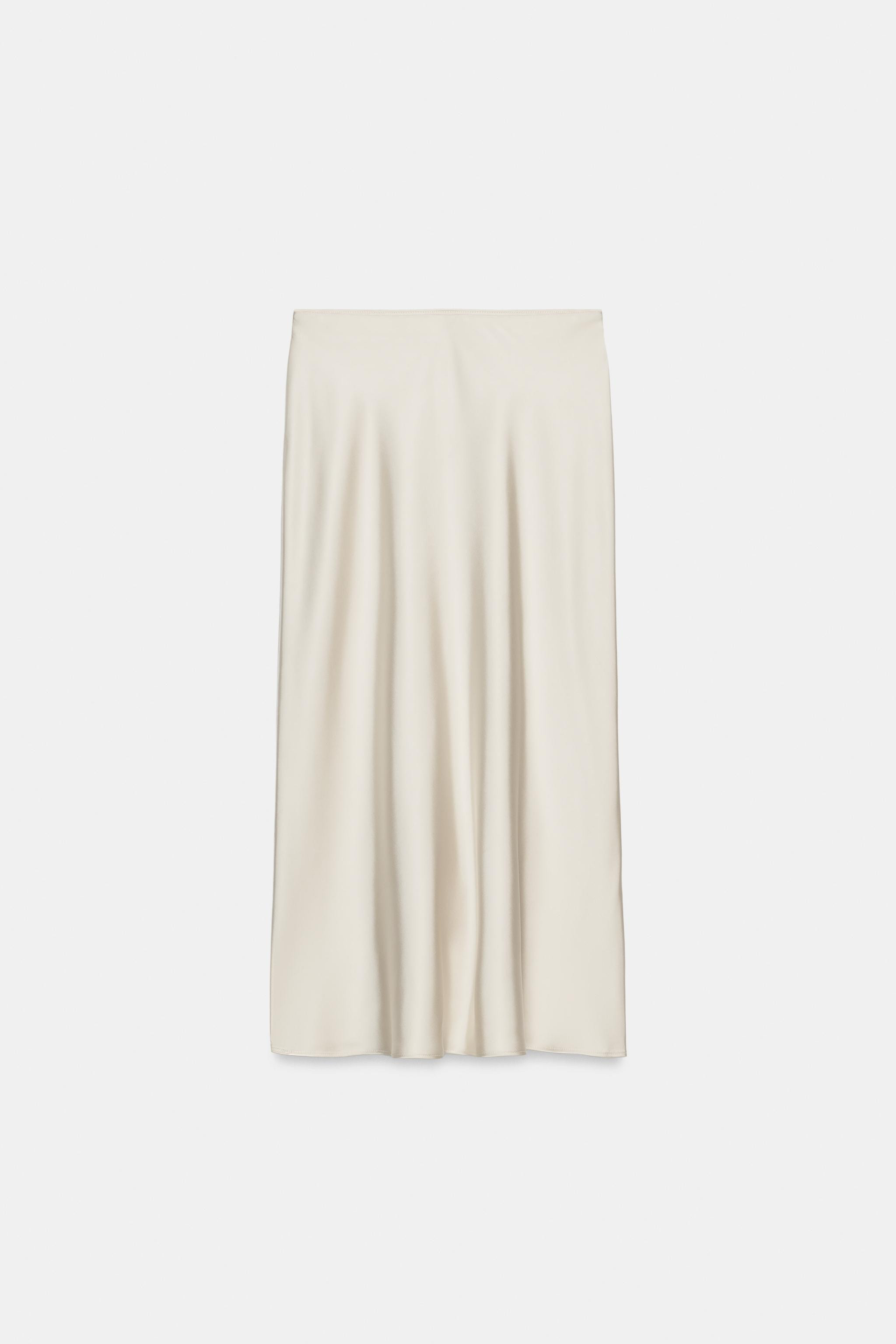 Midi skirt made from satin fabric. High-waist with an elastic waistband. | Zara UK