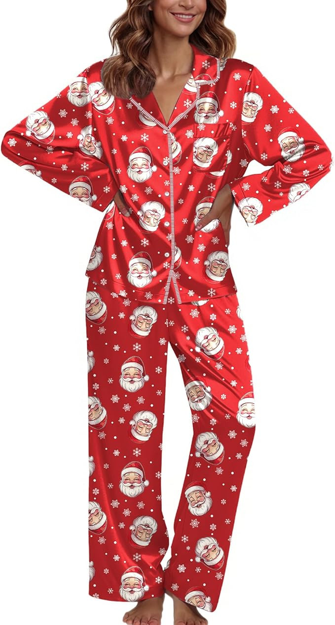 Ekouaer Pajamas For Women Set Silk Pjs 2 Piece Satin Sleepwear Long Sleeve Button Down Lounge Set... | Amazon (US)