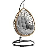 Mod Steel Furniture Willa Hanging Egg Chair with Stylish Rattan Wicker and Boho Plush Cushion-WILLAE | Amazon (US)