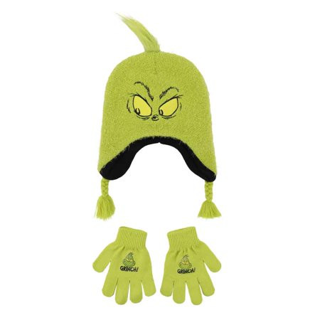 Dr. Seuss The Grinch Youth Peruvian Beanie & Gloves Combo | Walmart (US)