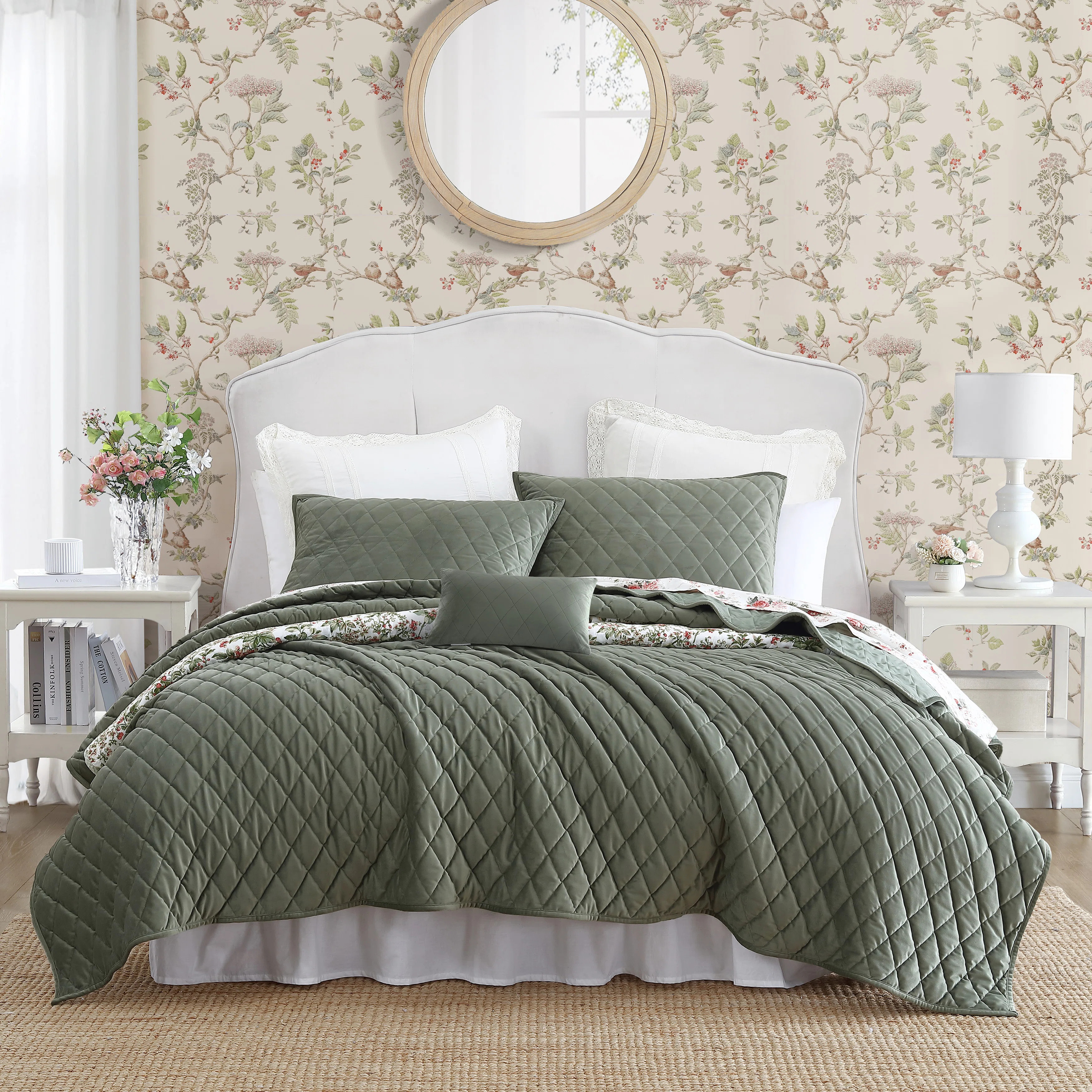 Laura Ashley Solid Diamond Velvet Bonus Quilt Set | Wayfair North America