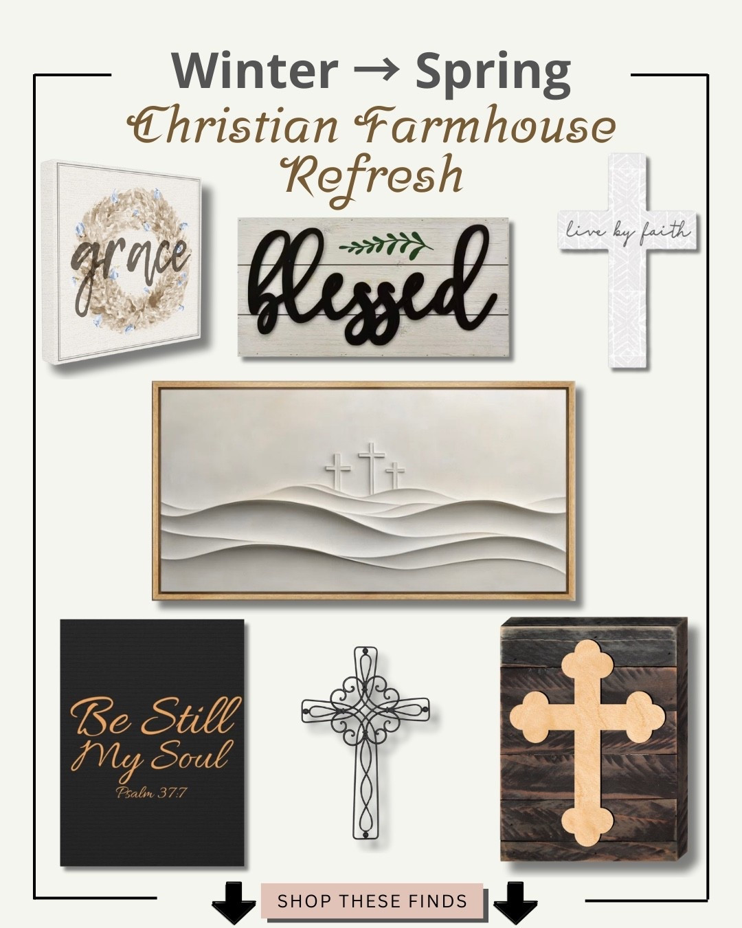 🌿 Winter → Spring Christian Farmhouse Wall Refresh ✝️
If your walls still feel a little winter-heavy, this faith-filled refresh is the easiest way to lighten your space for spring. Soft neutrals, rustic wood, scripture art, and statement crosses give your home a peaceful, uplifting reset—perfect for Easter and everyday worship spaces.

✨ All wall art is linked so you can recreate this exact look in your living room, entryway, or prayer corner.



#LTKHome #LTKSeasonal