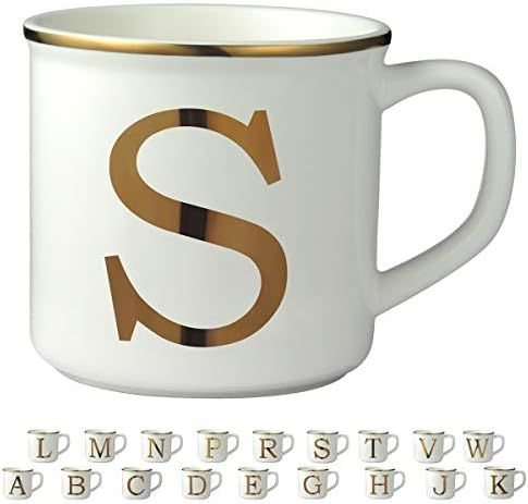 Miicol Gold Initials 16 oz Large Monogram Ceramic Coffee Mug Tea Cup for Office and Home Use, Cut... | Amazon (US)