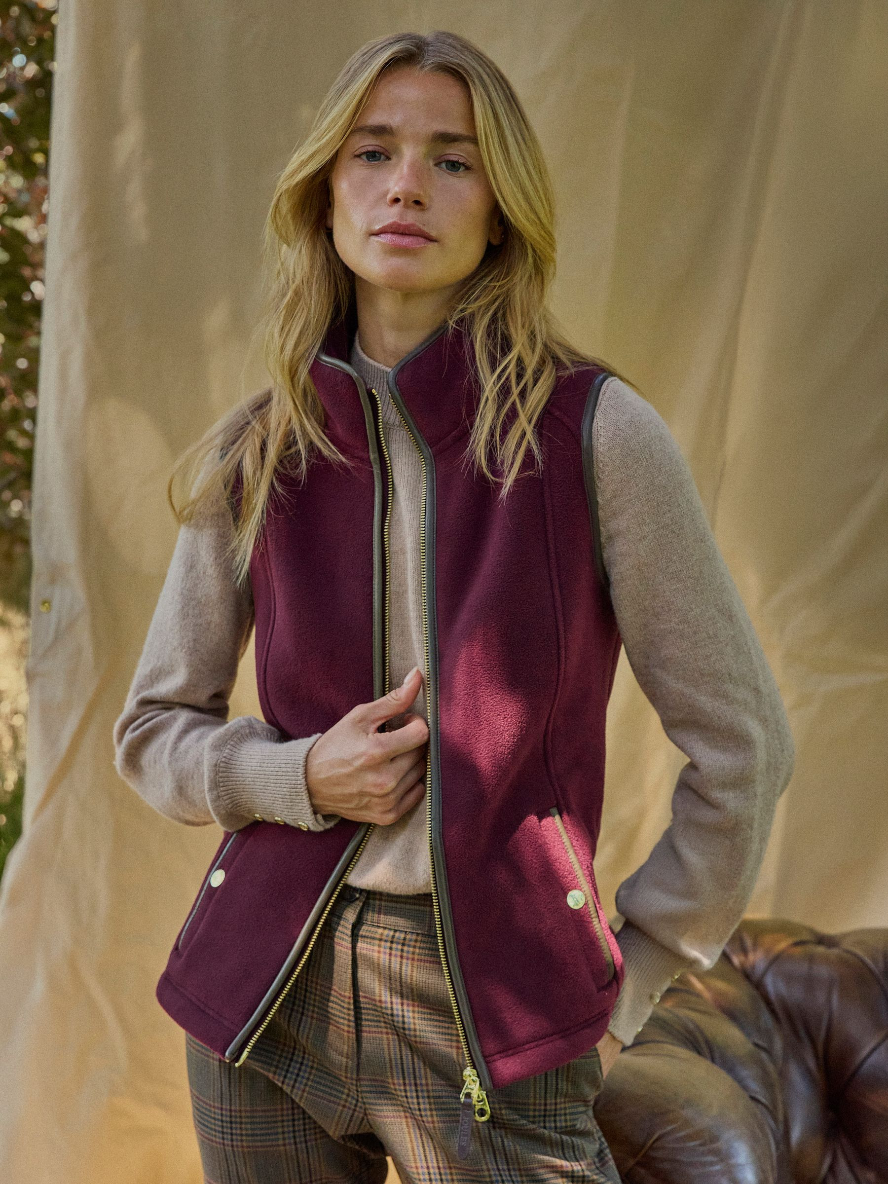 Heritage Burgundy Regular Fleece Gilet | Joules | Joules