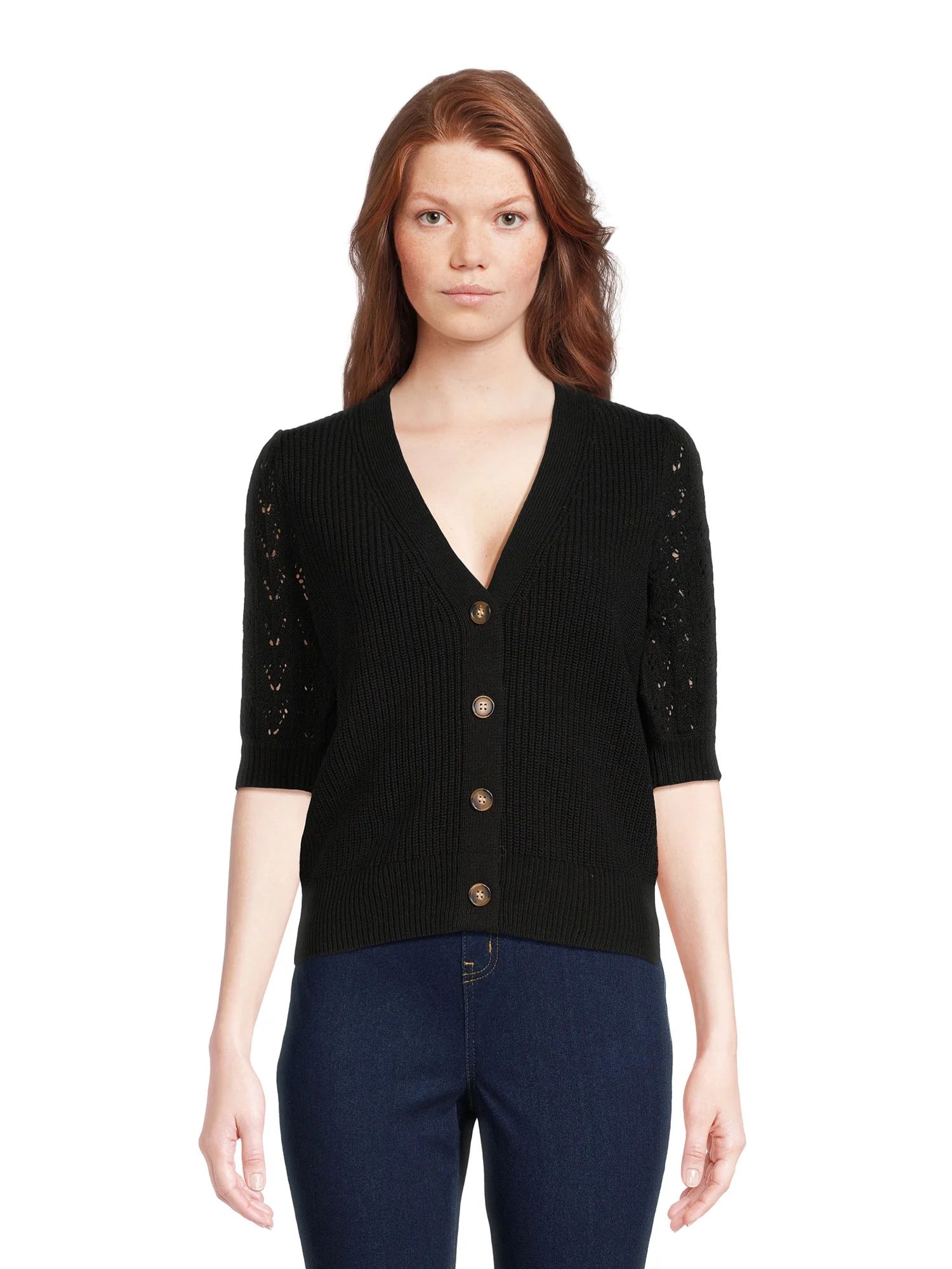 Time and Tru Women's Cardigan with Short Sleeves, Sizes XS-3XL | Walmart (US)