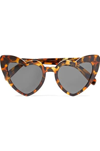 Saint Laurent - Loulou Heart-frame Leopard-print Tortoiseshell Acetate Sunglasses | NET-A-PORTER (US)