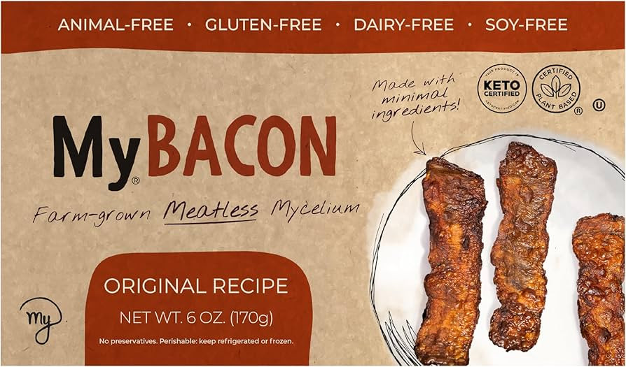 MyBacon, Original Recipe. Meatless, oyster mushroom mycelium bacon. A whole new plant-based, vega... | Amazon (US)