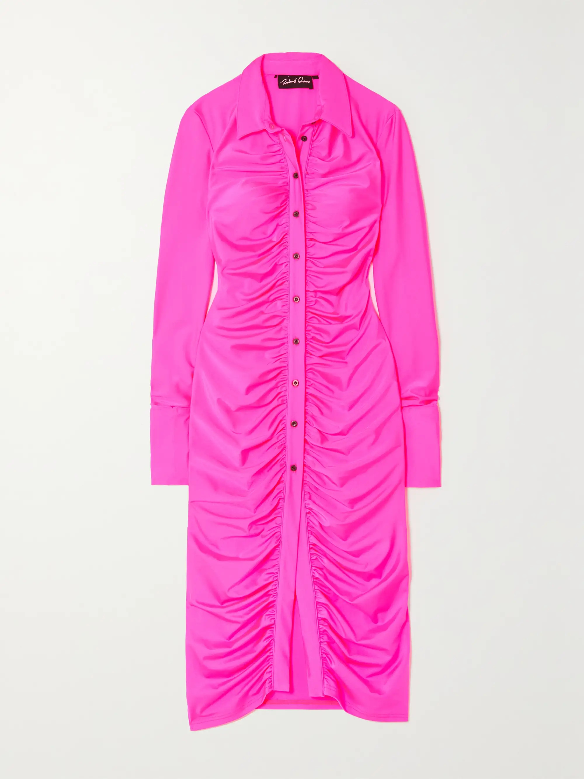 Ruched stretch-jersey midi shirt dress | NET-A-PORTER (US)