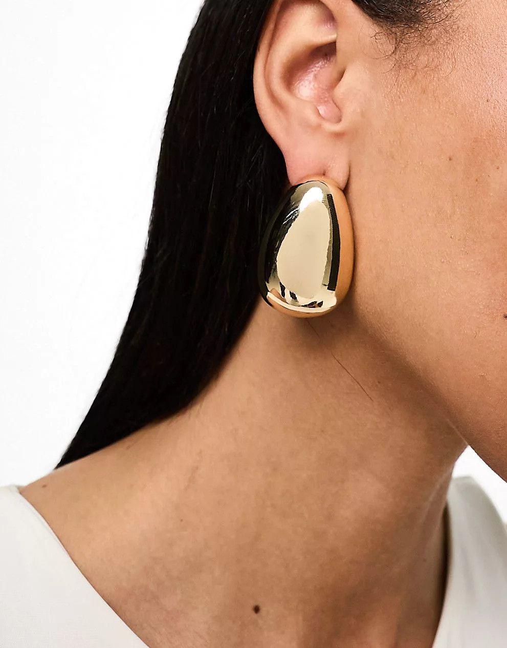 ASOS DESIGN stud earrings with oversized teardrop design in gold tone | ASOS (Global)