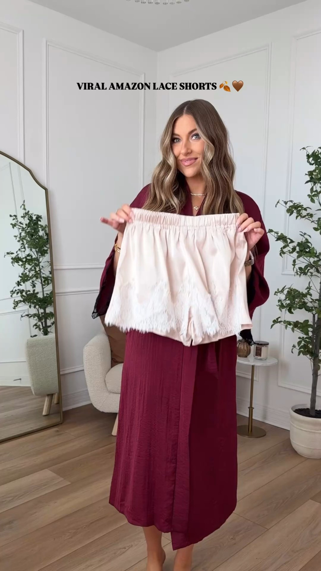 Viral lace shorts from Amazon! I’m wearing a medium and got a large in the sweater! 