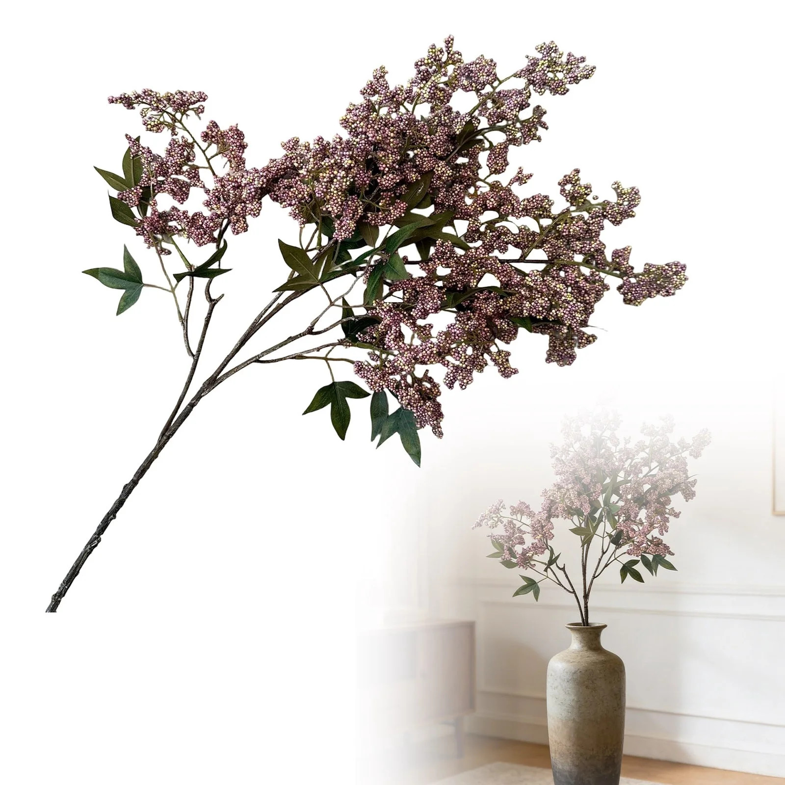 Artificial Gray Purple Berry Branches Realistic Fall Floral Stems, Berry Clusters for Vase Arrangements, Wedding Bouquets, Thanksgiving Centerpieces & Farmhouse Fireplace Mantel Decor Use | Walmart (US)