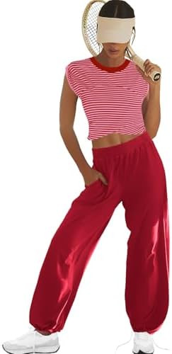 LAMISSCHE Womens Loungewear Set 2 Piece Outfits Sets Cropped Tops and Wide Leg Pants with Pockets... | Amazon (US)
