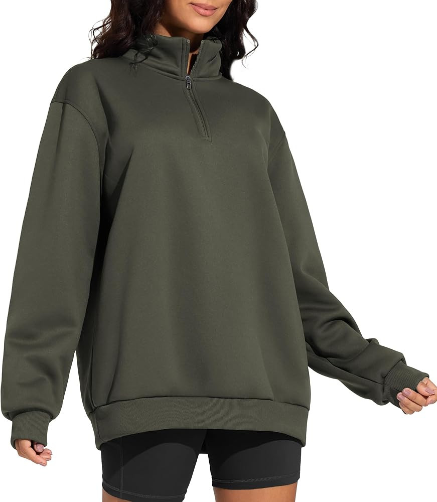 THE GYM PEOPLE Women's Oversized Sweatshirt Half Zip Fleece Pullover Long Sleeve Workout Tops | Amazon (US)