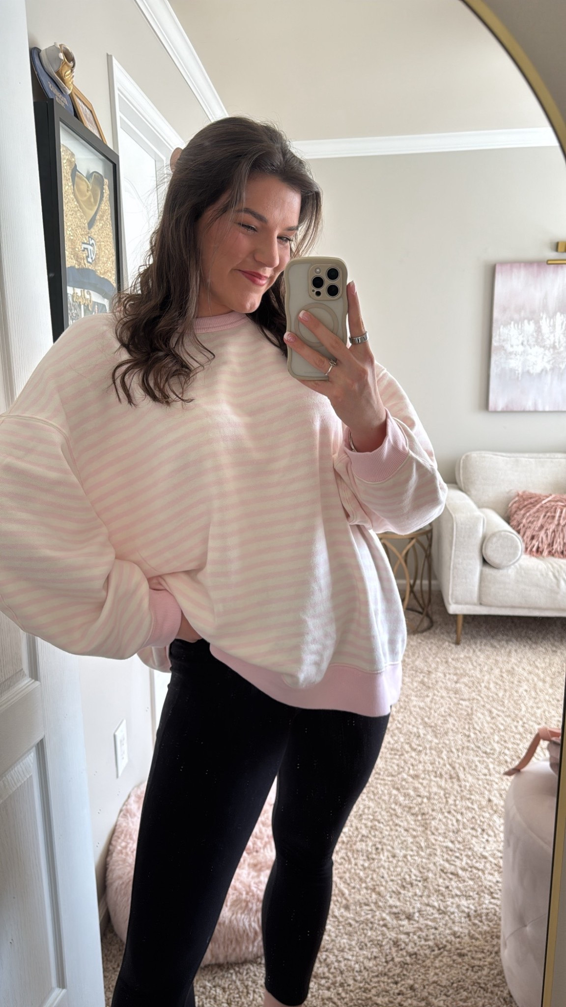 Soft pink & white striped pullover🤍

#LTKootd #LTKdayinmylife