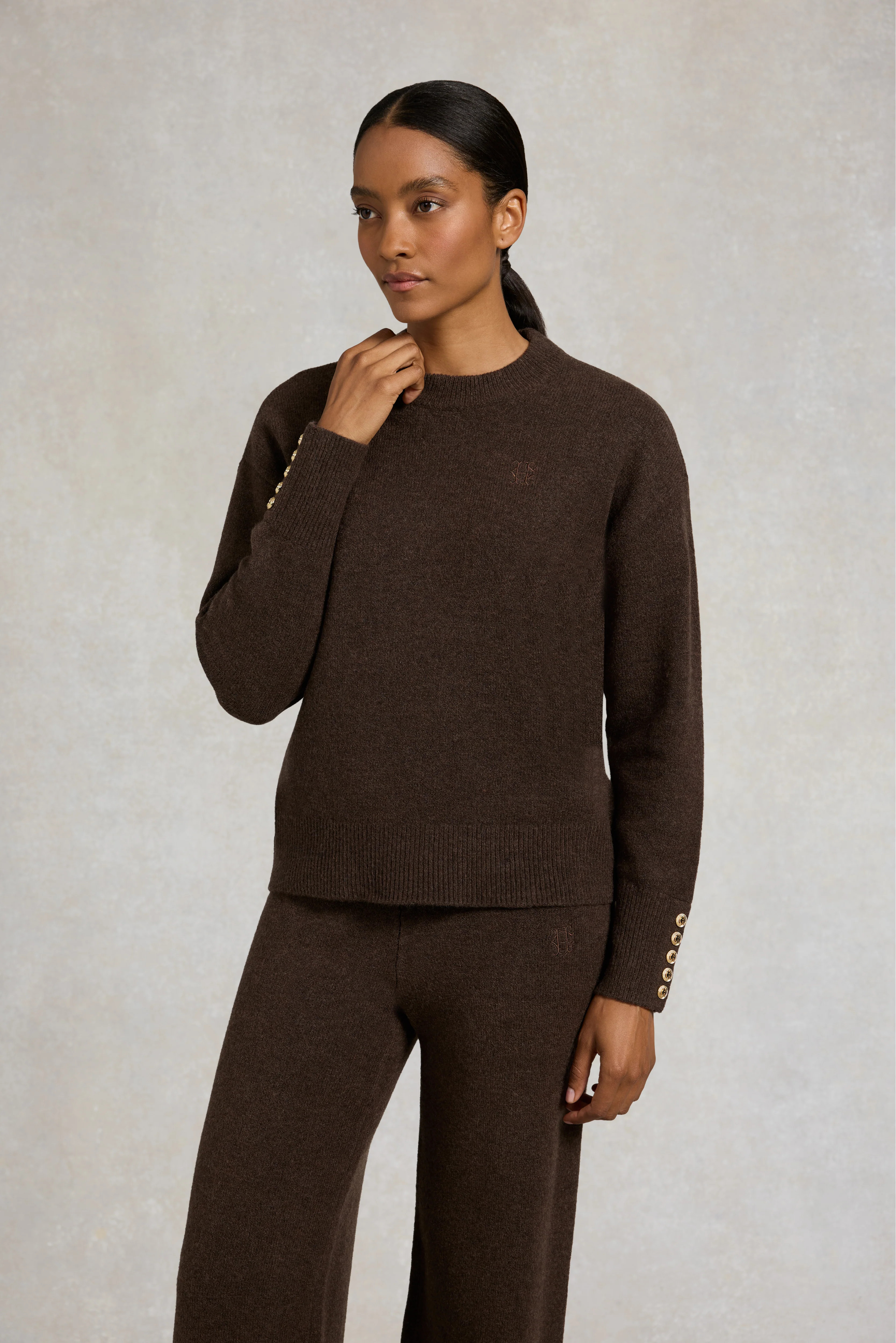 Nina Crew Neck Knit (Chocolate) | Holland Cooper
