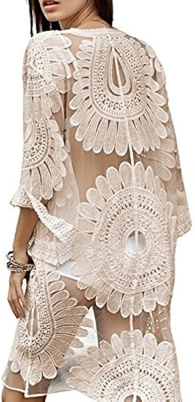 shermie Floral Kimonos for Women Beach Swimsuit Cover Up Long Kimono Cardigan | Amazon (US)