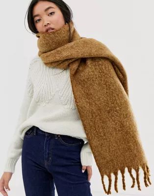 ASOS DESIGN fluffy two tone long scarf with tassels | ASOS US