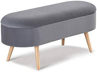 Harmati Velvet Storage Bench for Bedroom - Grey End of Bed Bench Ottoman with Storage, Upholstere... | Amazon (US)