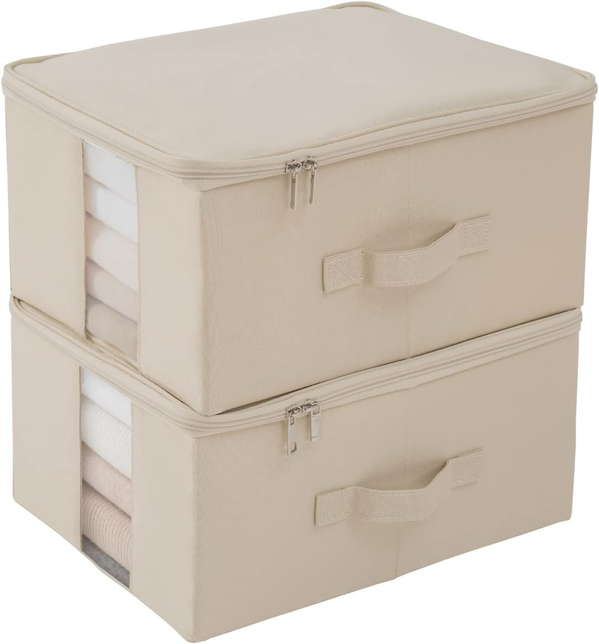 CANFOD Storage Bags 2 Pack, Thick Fabric Clothes Storage Bins, Foldable Storage Containers for Cl... | Amazon (US)