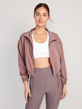 Water-Repellent Packable StretchTech Ruffle-Trimmed Zip-Front Jacket for Women | Old Navy (US)