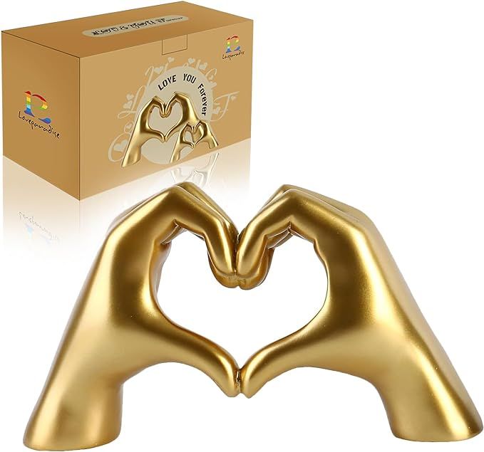 Gold Decor,Heart Hands Sculpture for Living Room Decor,Love Finger Modern Statue for Boho Wedding... | Amazon (US)